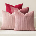 MIULEE Boho Farmhouse Throw Pillow Covers 20x20 Inch Set of 4 Romantic Decorative Cushion Covers Spring Corduroy Home Decor for Feminine Valentines Couch Bed Sofa Living Room Aesthetic Pink