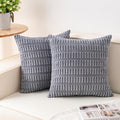 Aegero Pack of 2 Corduroy Decorative Throw Pillow Covers 24x24 InchSoft Striped Pillow Covers Modern Farmhouse Home Decor for Sofa Living Room Couch Bed（Light Grey）