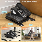 HOMGIM Under Desk Elliptical Machine - Quiet Motorized Leg Exerciser with Smart Remote, 12-Speed Manual Programs Auto/3 Auto Programs LCD Display & Bidirectional Motion for Home/Office