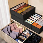 Drawer Organizer Clothes, 8 Pack Dresser Organizer Bins for Baby Clothes, Underwear Sock, Fabric Closet Organization and Storage Dividers for Nursery Bedroom (48 Compartments, Black)