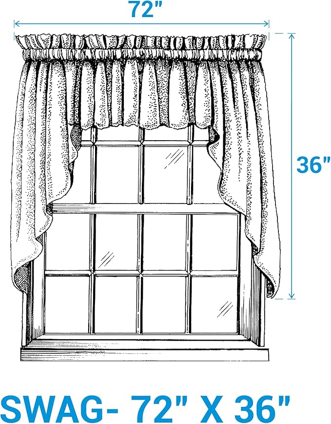 Park Designs China Blue Buffalo Check Swag Pair | Cotton Light Filtering Window Valance Curtains | Rod Pocket Farmhouse Drapes for Kitchen Dining Living Room Country Decor | 72" x 36"