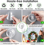Wreath Hanger, Heavy Duty Suction Cup Hooks for Front Door, Plastic Clear Hooks for Halloween Christmas Wreaths, Welcome Sign, Glass Door, Tile Wall