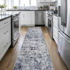 2.6'x14' Runner Rug Washable Rug: Modern Abstract Soft Thin Runner Rug Grey