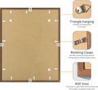24x30 Picture Frame 3 Pack - Brown Poster Frame Display Pictures 18x24 with Mat or 24 x 30 Without Mat for Wall Hanging Horizontal and Vertical