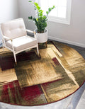 Unique Loom Barista Collection Area Rug - Timor (4' 1" Round, Multi/ Red)