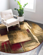 Unique Loom Barista Collection Area Rug - Timor (8' Round, Multi/ Red)