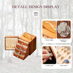 Wooden Jewelry Box for Women 4 Tier Walnut Wooden Jewelry Box with handle (Butterfly Prints B)