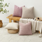 MIULEE Pack of 4 Valentines Couch Throw Pillow Covers 20x20 Inch Neutral Pink Cute Decorative Chenille Pillows Farmhouse Boho Accent Cushion Covers for Coquette Room Spring Decor Sofa Bed Living Room