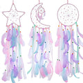 3 Pack Pink Star Moon Sun Dream Catcher - Pink Dream Catchers for Girls, Teen Girl Room Decor, Grils Bedroom Decoration