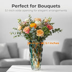 CEMABT 9.5inch 3.4 lb Glass Vases for Flowers Unbreakable Thickened Morden vase for Tables Centerpieces,Colorful,Vintage and Clear Rose Large Flower vases for Bouquet Unique Gifts（Gold Blue）