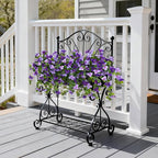 Homsunny Artificial Fake Flowers Plants for Outdoor Decoration, 2 Pcs Faux Silk Flower Bougainvillea Vines Look Real UV Resistant for Home Porch Patio Balcony Yard Spring Decor(Purple)