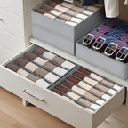 Joyoldelf Sock Drawer Underwear Organizer Divider 2 Packs, 24 Cell + 16 Cell for Storing Socks, Handkerchiefs, Ties, Belts (Grey)
