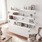 RICHFOCUS 40Inch Floating Shelves for Wall 1 Pack Shelves for Bedroom|Kitchen|Bathroom|Laundry Room Rustic Wood Wall Mounted Shelf with Invisible Brackets for Books|Storage|Decor, White