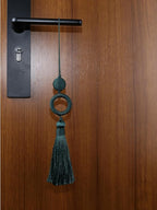 2 Pack 12 Inch Key Tassel with 4 Inch Cord Loop, Handmade Door Knob Tassel with Wooden Ring, DIY Accessories for Home Decoration (Dark Green)