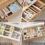 Lifewit 12 Pack 4" High Drawer Dividers 28-43.5cm/11-17" Adjustable Drawer Organizer for Clothes/Utensils, Expandable Drawer Separator in Dresser/Kitchen/Bedroom/Office Organization & Storage Beige