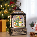 Christmas Snow Globes Lantern with Music, Winter Village Scene Snow Globes with Swirling Glitter Effects, USB/Battery Powered with 6-Hour Timer, Christmas Decorations
