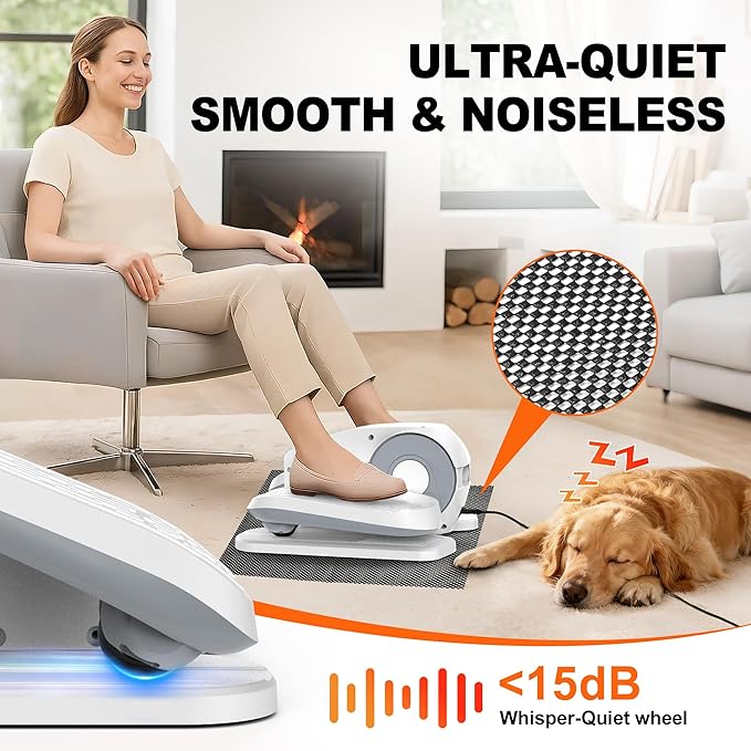Under Desk Elliptical, Electric Leg Exerciser as Seen on TV for Seniors with 12 Adjustable Speed, Quiet Portable Electric Seated Pedal Exerciser Machine with Remote Control for Home Office