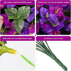 Bougainvillea Artificial Flowers Faux Plants for Outdoors Spring Porch Decor, 4 Bundles UV Resistant Outdoor Fake Bougainvillea Realistic Silk Outside Flowers for Patio Window Planters Garden Home