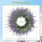 Summer Spring Wreaths for Front Door Artificial Lavender Wreath All Seasons Purple Lavender, Wreaths for Outdoor Indoor Wall Home Farmhouse Window Wedding Festival Decor