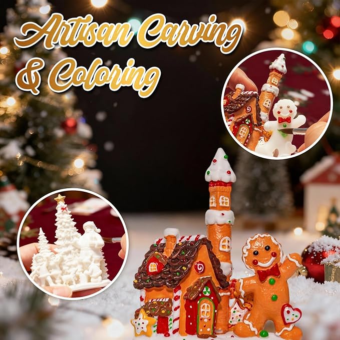 Gingerbread House Christmas Snow Globes, 10.24" Electric Light up Snow Globe Christmas, 8 Festive Songs 6H Timer & Dual Power, Musical Snowglobes Gingerbread Man Christmas Decorations Indoor Snowglobe