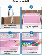 JARLINK Over The Door Organizer Storage, 5 Shelf Hanging Door Organizer with 5 Large Capacity Pockets, Anti Tilt 44 lb Load Behind Door Storage for Bedroom, Bathroom, Pantry, Nursery, (Pink)