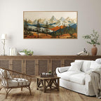SIGNINART Vintage Mountains Framed Canvas Wall Art, Wooden Forest Wall Decor, Green Wood Pine Trees Wilderness Artwork, Natural Ridge Landscape Art Paintings for Living Room Bedroom Office 20"x40"