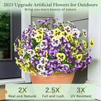 MARTINE MALL 36 Bundles Look Real Artificial Flowers for Outdoors, Realistic Fake Outdoor Flowers, UV Resistant Silk Pansy Flowers for Outside Faux Flower Plants for Outdoor Porch Garden, Mixed Colors