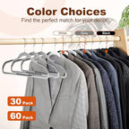 HOUSE DAY Heavy Duty Plastic Hangers 30 Pack, Non Slip Clothes Hangers with Rubber Pads and 360° Hook - Thin 0.2 Inch, Space Saving Coat Hanger Grey, Closet Organizer for Shirt, Pants, Suit, Skirt