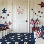 Valery Madelyn 4th of July Wreath, Patriotic Wreath for Front Door, Red White and Blue Butterfly Decor, Wooden Americana Sign for 4th of July Independence Day USA 250th Anniversary, 12 Inch