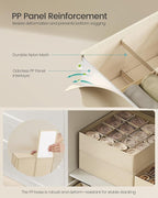 SONGMICS Set of 4 Drawer Organizers, Closet Organizers for Underwear, 80 Cells, Foldable Sock Holders, 11.8 x 11.8 x 3.9 Inches, for Storing Socks, Ties, Belts, Sand Beige URUS011K01
