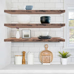 Sorbus Floating Shelves for Wall - 48 Inch Long Bathroom Shelves, Wall Decor for Bedroom, Kitchen, Living Room & Book Storage - Mounted Floating Shelf with Invisible Brackets (Mahogany, 3 Pack)