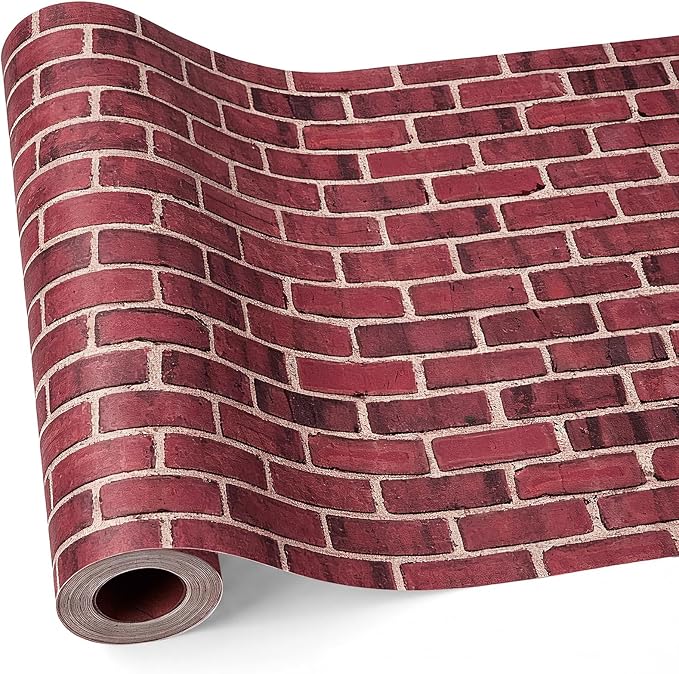 Hahafelt 1.3x39 ft Fabric Bulletin Board Roll Reusable Waterproof Erasable Bulletin Board Wrinkle Resistant Non-Woven Fabric Roll for Background Decor DIY Craft(Brown,Brown Brick)