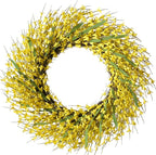 26 Inch Spring Wreaths for Front Door, Large Artificial Forsythia Flowers Wreath, Spring Summer Floral Wreath All Season for Home, Wall, Window, Porch, Wedding, Farmhouse Decor (Yellow)
