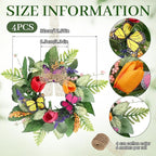 4 PCS Spring Lavender Tulips Hanging Wreaths for Kitchen Cabinets Artificial Small Floral Wreaths for Front Door with Butterfly Spring Summer Mini Wreath for Home Farmhouse Window Porch Wall Decor