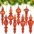 Mifoci 8 Pcs 6 Inch Mercury Glass Finial Christmas Ornaments Hanging Christmas Finials Glass Ornaments Assorted Mercury Decor for Vintage Holiday Xmas Tree Decoration(Copper Orange)