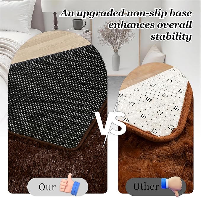 Fluffy 4x6 Area Rugs for Living Room Bedroom: Ultra Soft Shag Rug Non-Slip Non-Shedding Small Plush Bedside Rug Indoor Floor Carpets for Kids Room Playroom Entryway Nursery Dorms Home Decor Brown