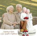 60th Wedding Anniversary Couple Figurine Gift for Parents, Happy 60th Anniversary Decoration, Diamond Wedding Keepsake Statue for Husband Wife, 60 Years Marriage Gift for Couple
