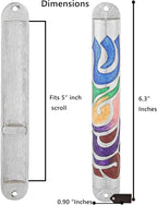 Matashi Hand Painted Multi Color Enamel 6 inch Mezuzah Embellished with Hebrew Shin Home Door Wall Decor Home Décor Jewish Holiday Housewarming Present House Blessing Gift for Holiday Festival