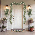 Pinkpum 20'' Eucalyptus Wreath 22'' Teardrop Swags Set 4 for Front Door Fireplace Hanging Porch Wall Home Window Kitchen Decor Farmhouse Garden Party Indoor Outdoor Summer Spring Fall All Seasons