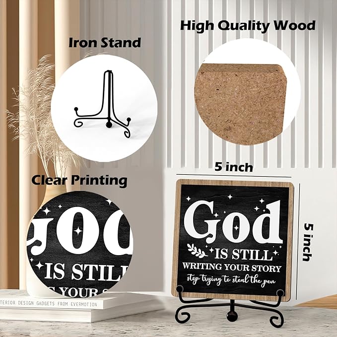 Home Decor, Farmhouse Shelf Decor For Living Room, Boho Aesthetic Table Decorations, Christian Gifts For Women Men, Entryway Tv Stand Fireplace Mantle Coffee Table Decoration (story-01)