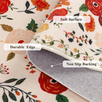 U'Artlines 8x10ft Colorful Floral Area Rug, Machine Washable Ultra Soft Low Pile Non Slip Non Shedding Accent Floor Carpet for Living Room, Bedroom, Dining Room, Office (Beige)