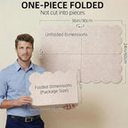 Scalloped Beige Felt Bulletin Board 36x24 Inches - Self-Adhesive Foldable, with 30 Pushpins, Cork Board Alternative - Decorative Pin Board for Wall, Home, Office & School (Beige, 36"x 24")