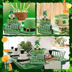 Moucuny 4 Pcs St. Patrick's Day Table Decoration Irish Tiered Tray Decor Wooden Gnome Shamrocks Block Signs Happy St. Patrick's Day Centerpiece for Tables Irish Wooden Sign for Home Decor