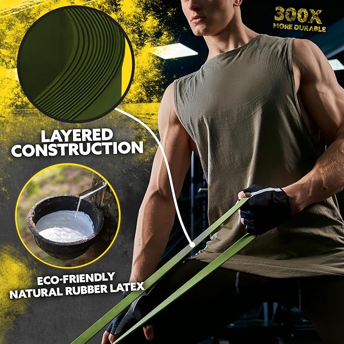 Tribe Lifting Resistance Bands for Working Out Men and Women - Set of 5 Pull Up Bands for Strength Training, Exercise Bands with Handles, Door Anchor and Bar Options for Home Gym