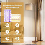 Battery Operated Floor Lamp, RGB Dimmable Cordless Standing Lamp with Remote Control for Living Room, Tall Floor Lamp for Bedroom -Brown