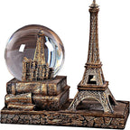 Eiffel Tower Snow Globe LED Music Crystal Home Decoration for Living Room Bedroom Book Shelf TV Cabinet Desktop Decor Statue Figurine Table Centerpieces Ornaments (A, Gold)