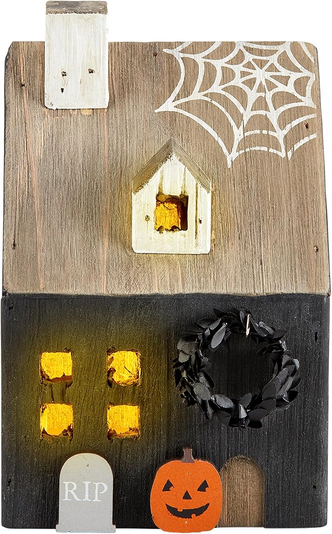 Mud Pie Led Wood Haunted House, RIP