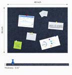 Large Cork Board for Walls 48"x36" |Cork Board Alternative| 12 Pack Felt Wall Tiles| Dark Blue Bulletin Board with Removable Adhesive | Cork Boards Pinboard for Office Home Classroom，Dark Blue