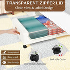 Under Bed Storage with Wheels, UnderBed Storage Containers with Clear Lid and Handles, XXL 60L Under the Bed Storage Bins Drawers for Clothes,Blankets,Shoes,Books (WHITE, 2 PACK)