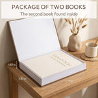 MAOBUYOU Decorative Storage Books Set of 2, Linen Cover, Gold Letters, Beige and Brown
